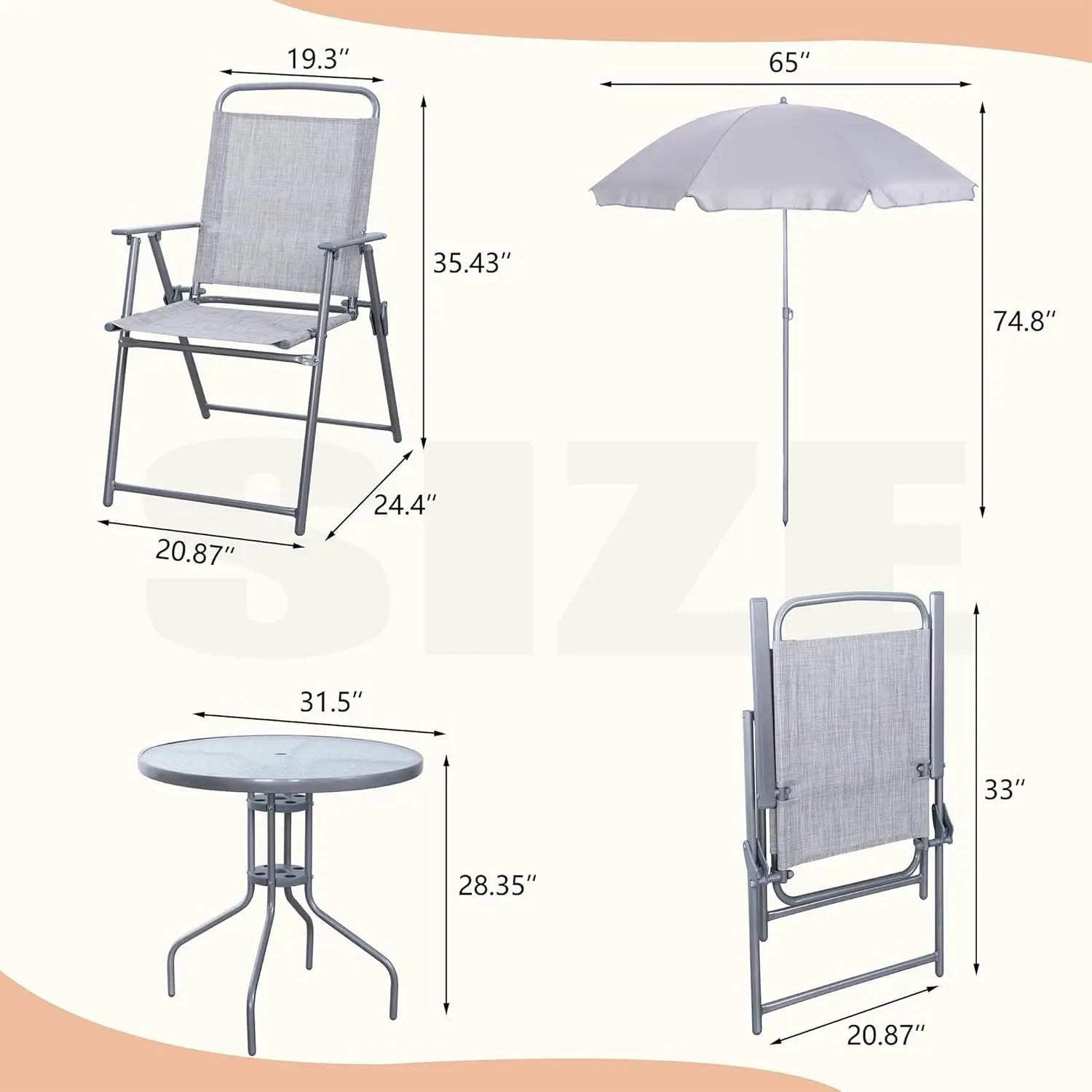 Folding 6 Piece Dining Set