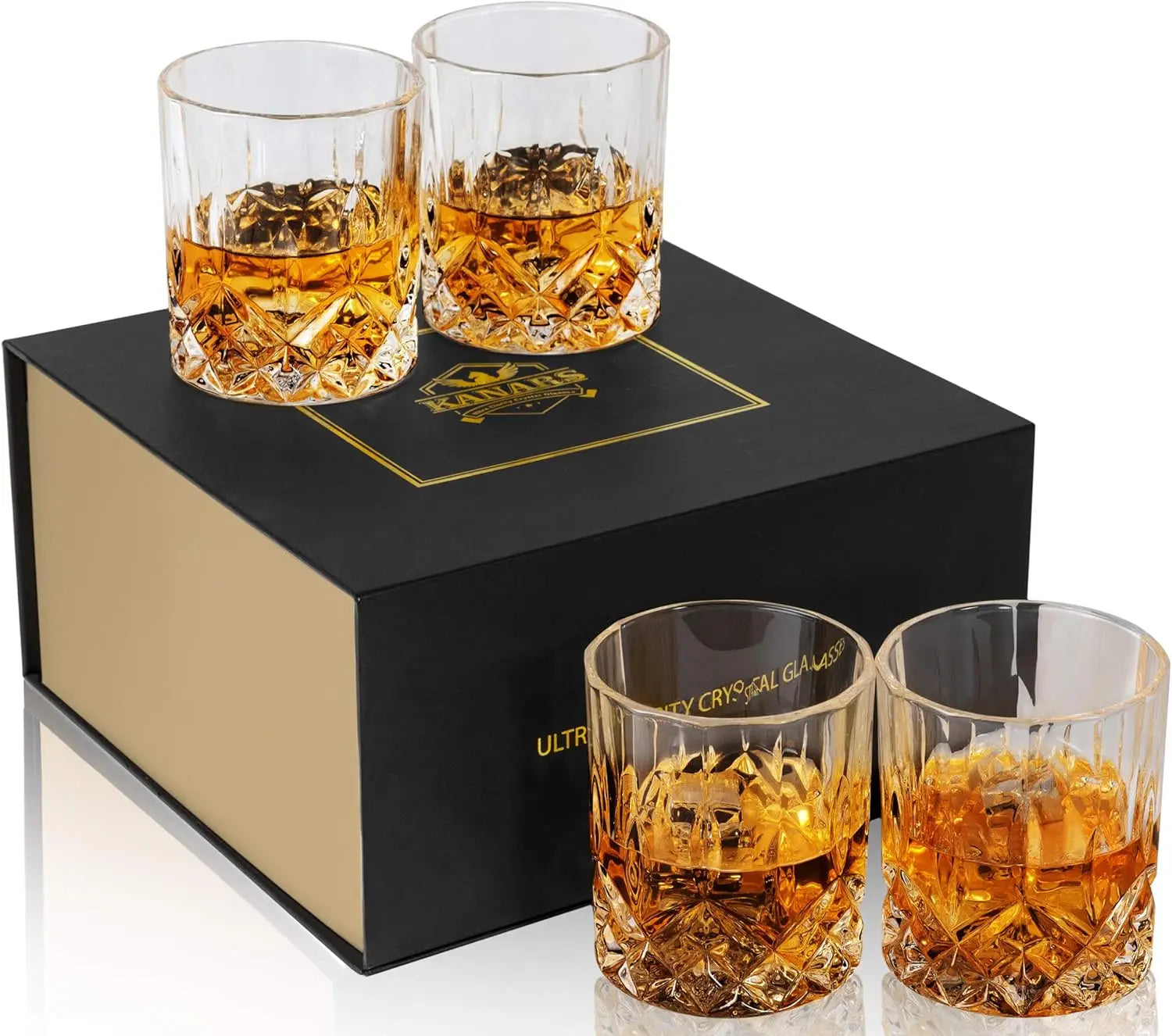 Luxury Box Set of 4 Whiskey Glasses 10 oz