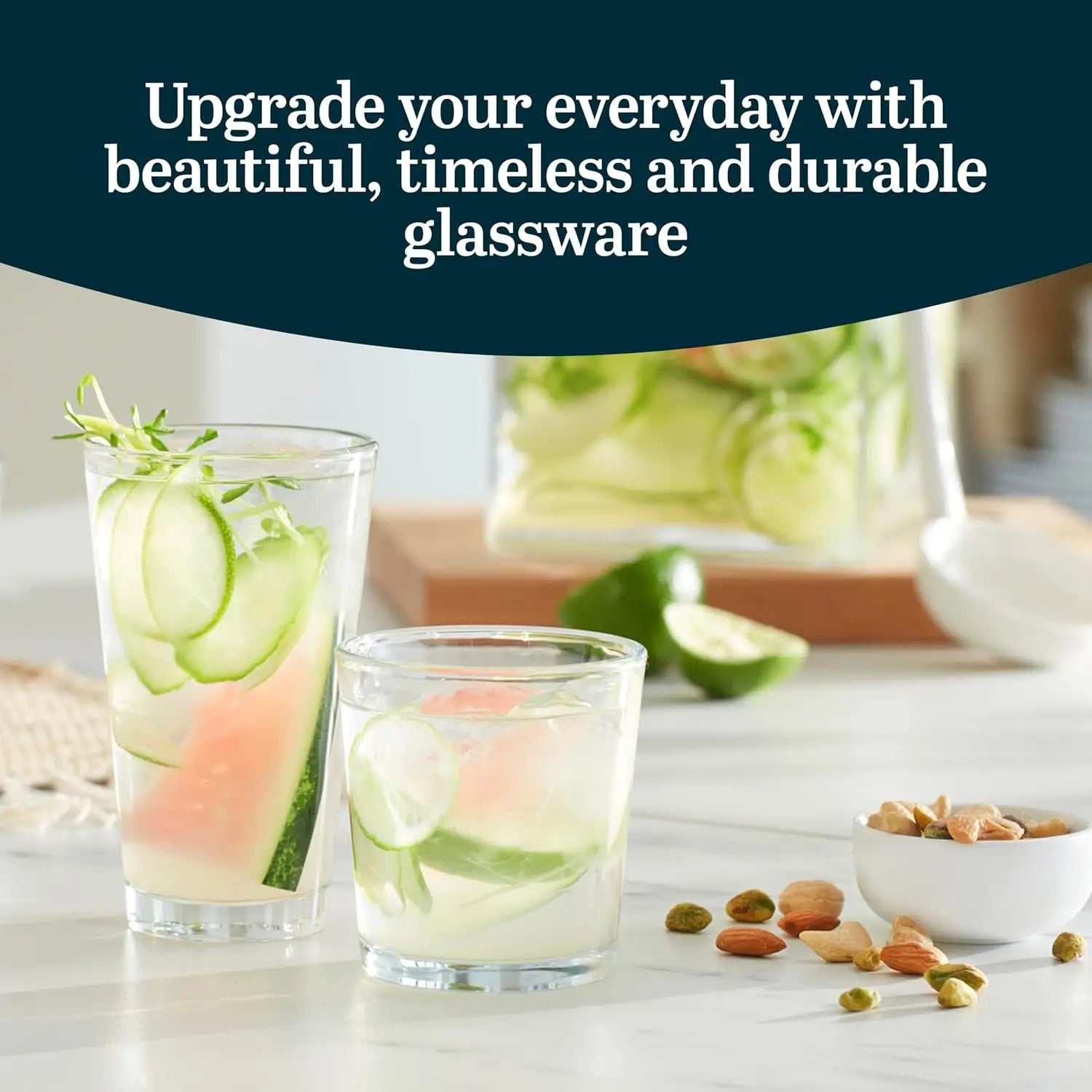 All-Purpose 16- Pieces Drinking Glass Set w / 8 Tumblers