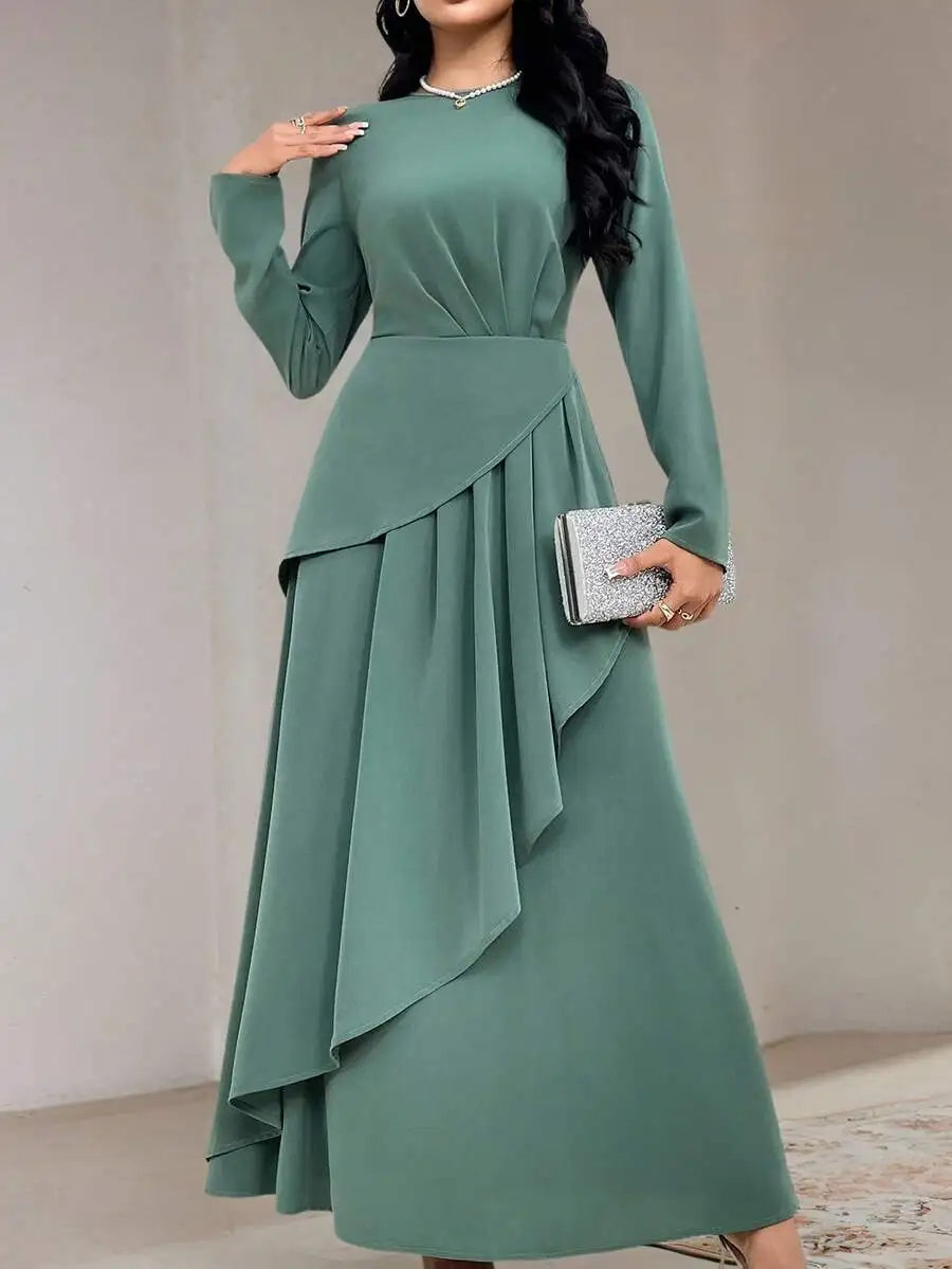 Asymmetrical Pleated Maxi Dress