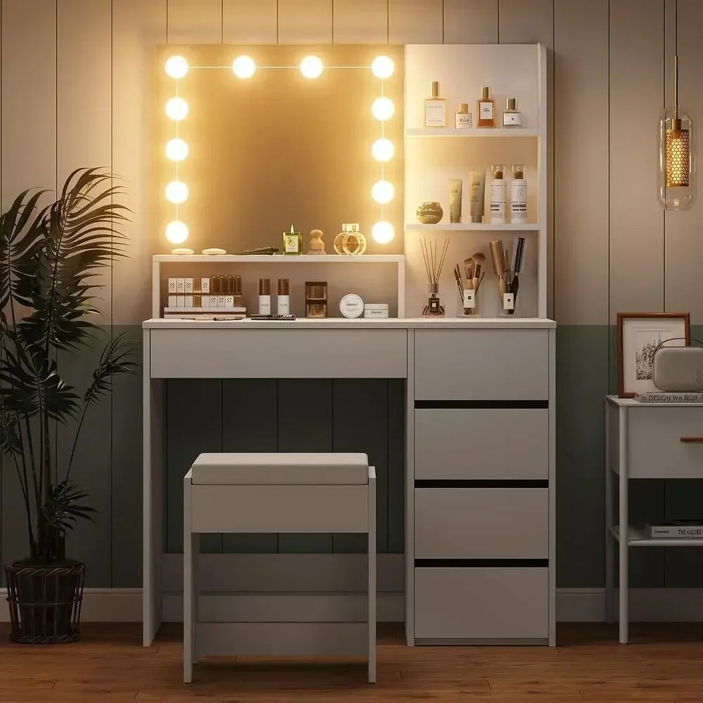 37 Wide Vanity Desk with Illuminated Mirror