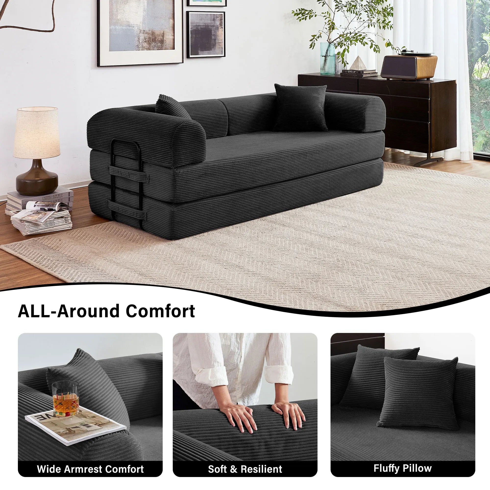 79'' Boneless Couch Foldable Convertible