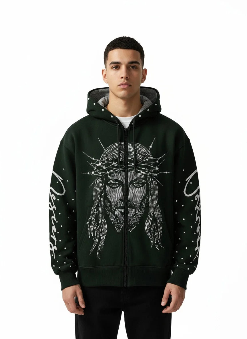 A loose hoodie street style