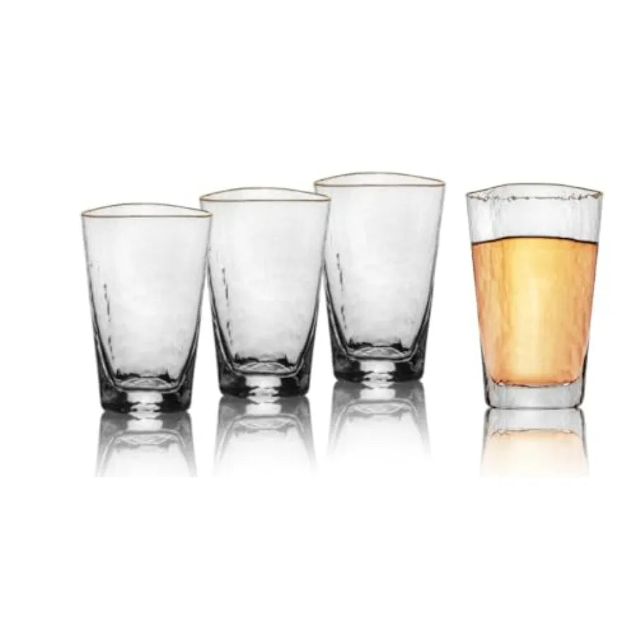Gold Rim Highball Glasses Set of 4 16oz