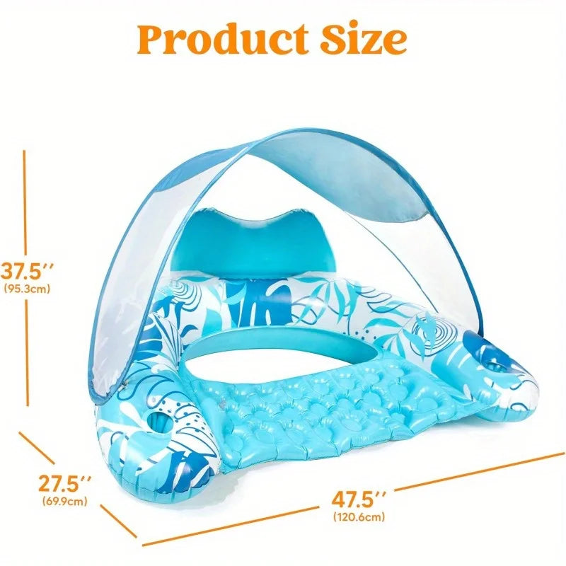 Inflatable Pool Floats With Canopy Lounge Chairs