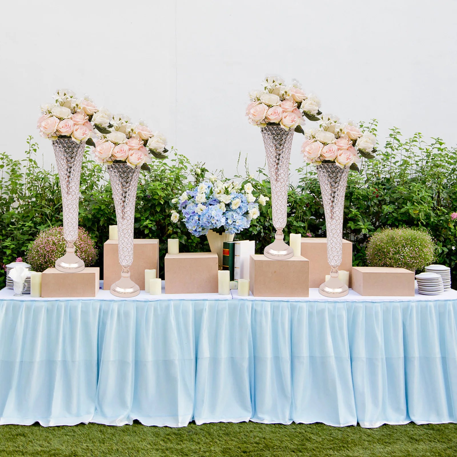 Luxurious Crystal Floral Vases Set