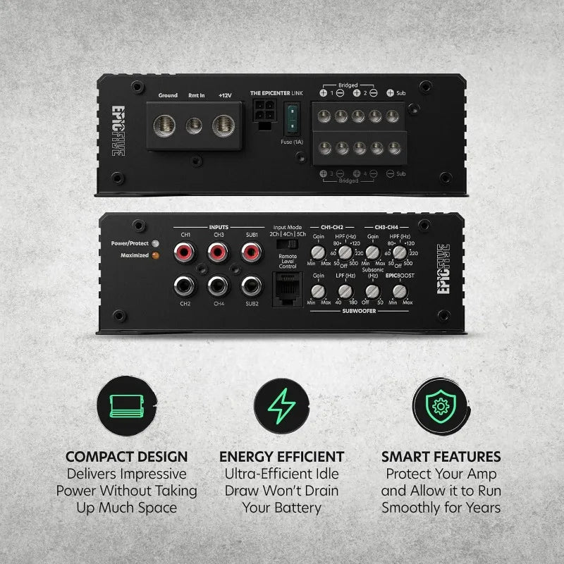 1100 Watt RMS 5-Channel Car Audio Amplifier