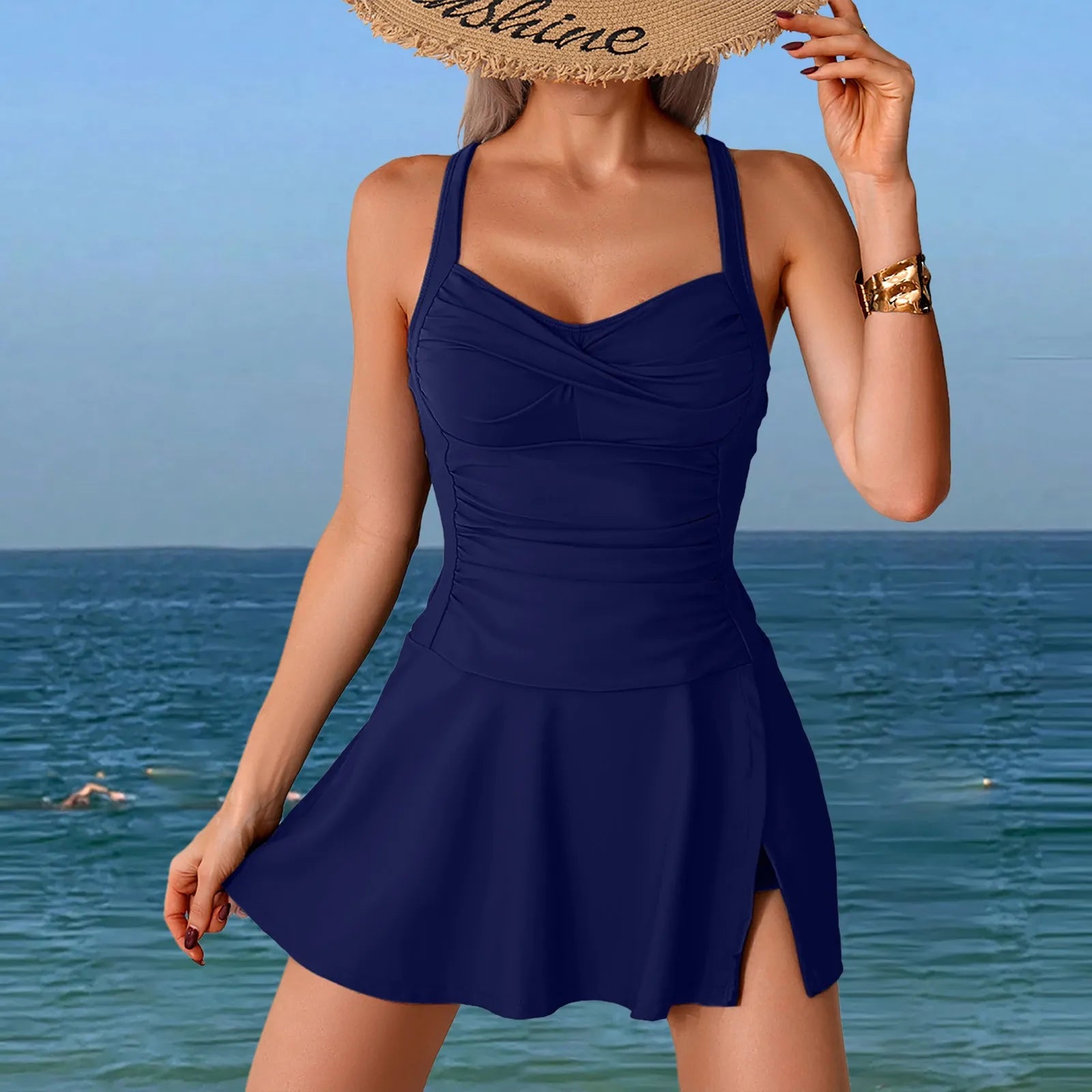 Tankini Pleated Swimsuit Set