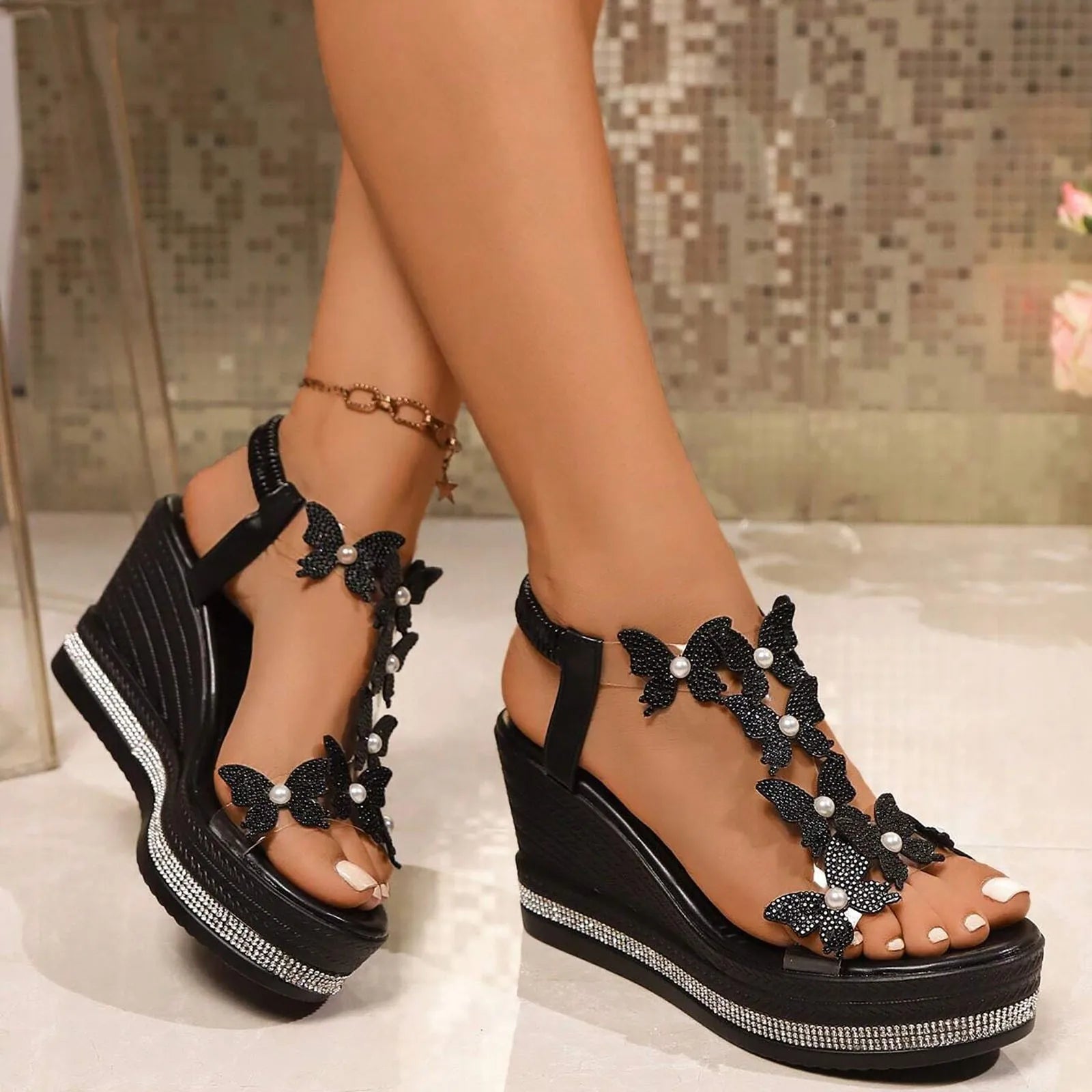 High Heel Wedge Sandals