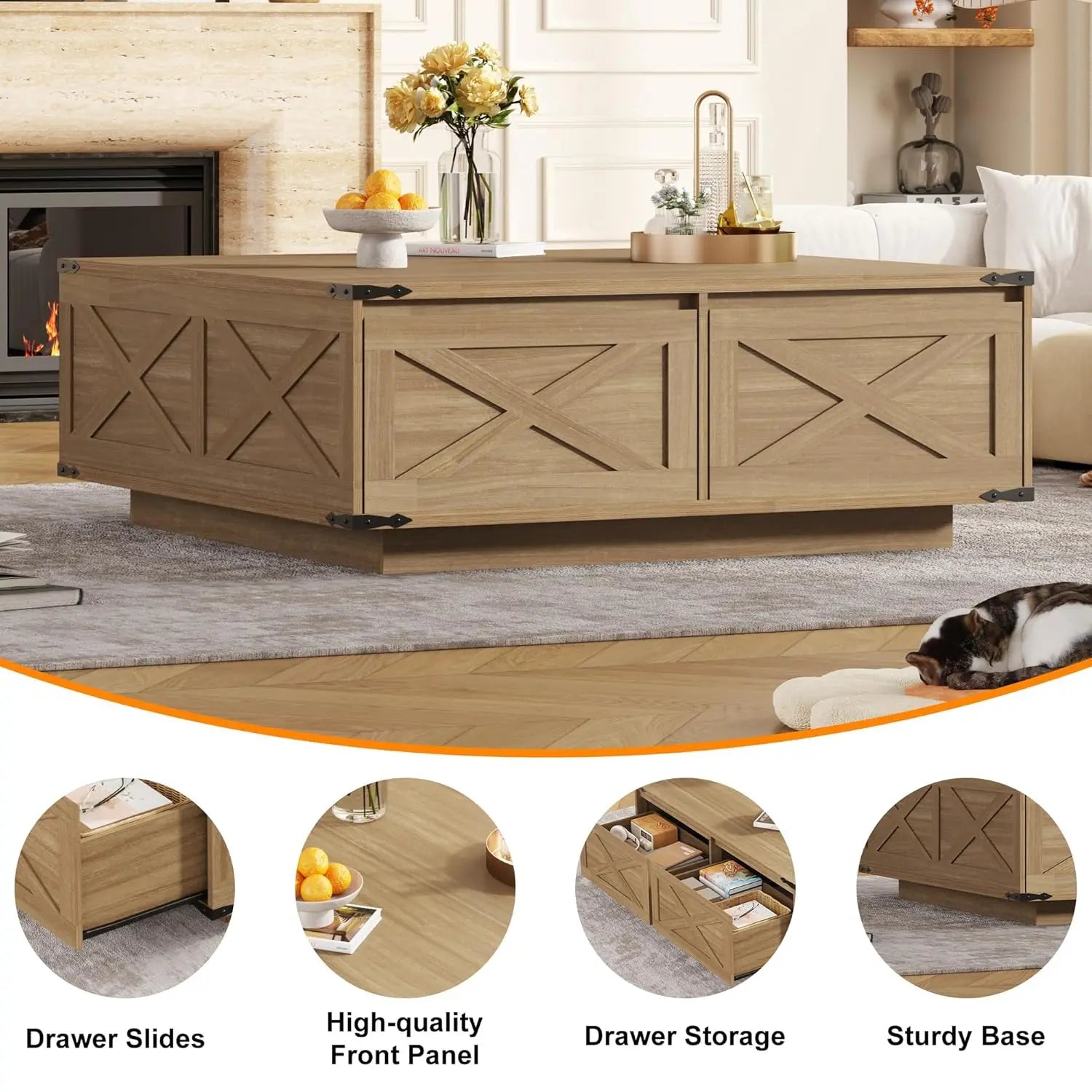 47” Farmhouse Square Coffee Table