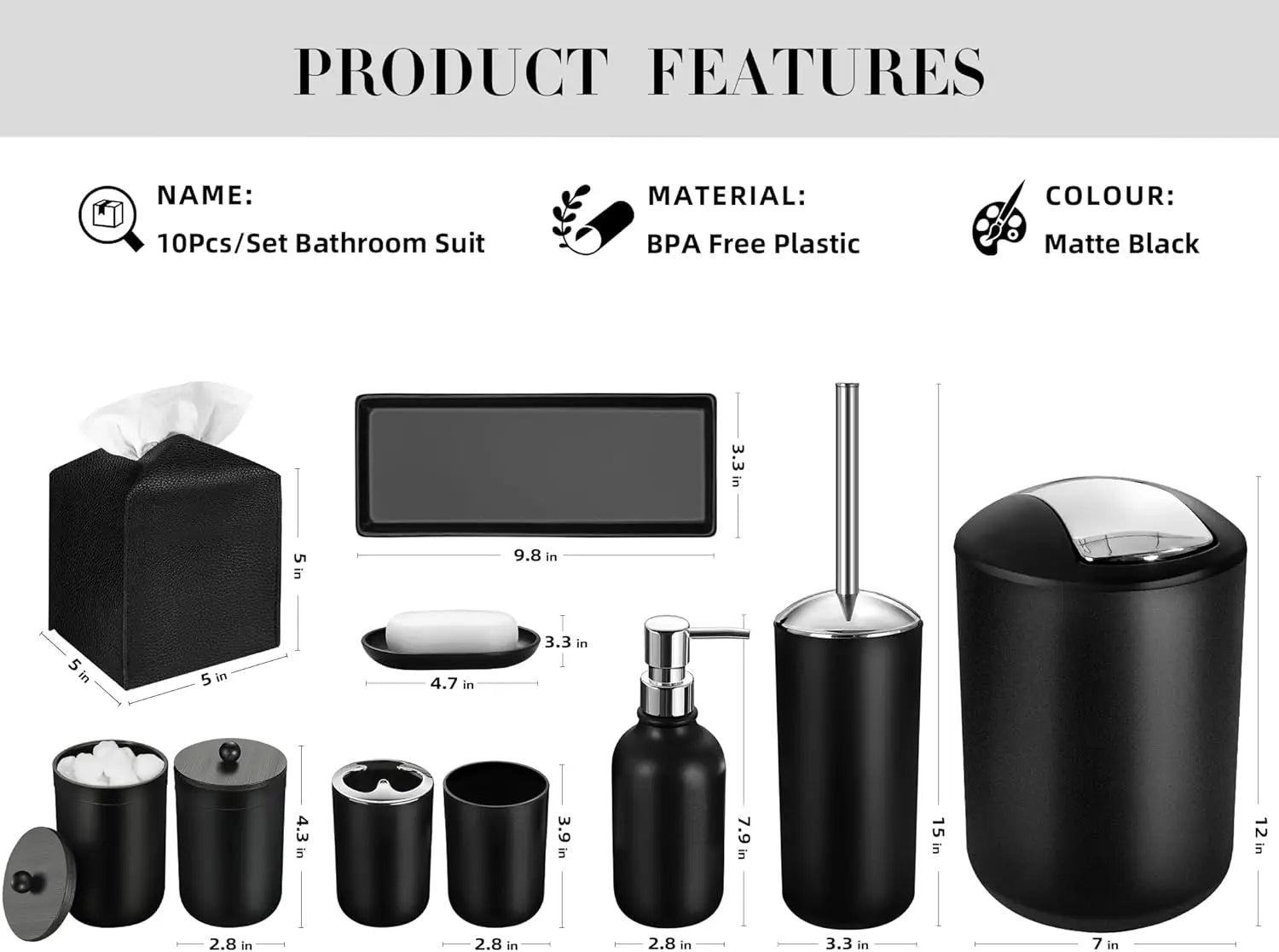 Complete 10 Piece Bathroom Set