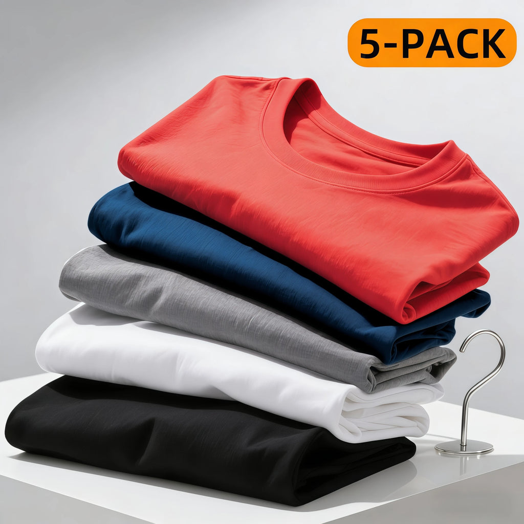 5 Pack Men's Leisure  Multicolor Short-sleeved