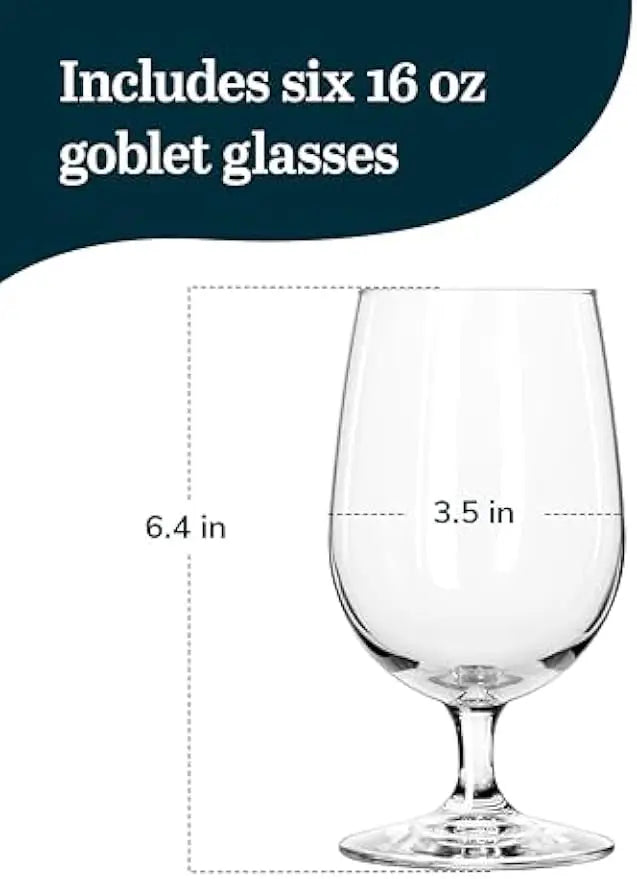 Clear Stemmed  16 oz Water Goblet Set of 6