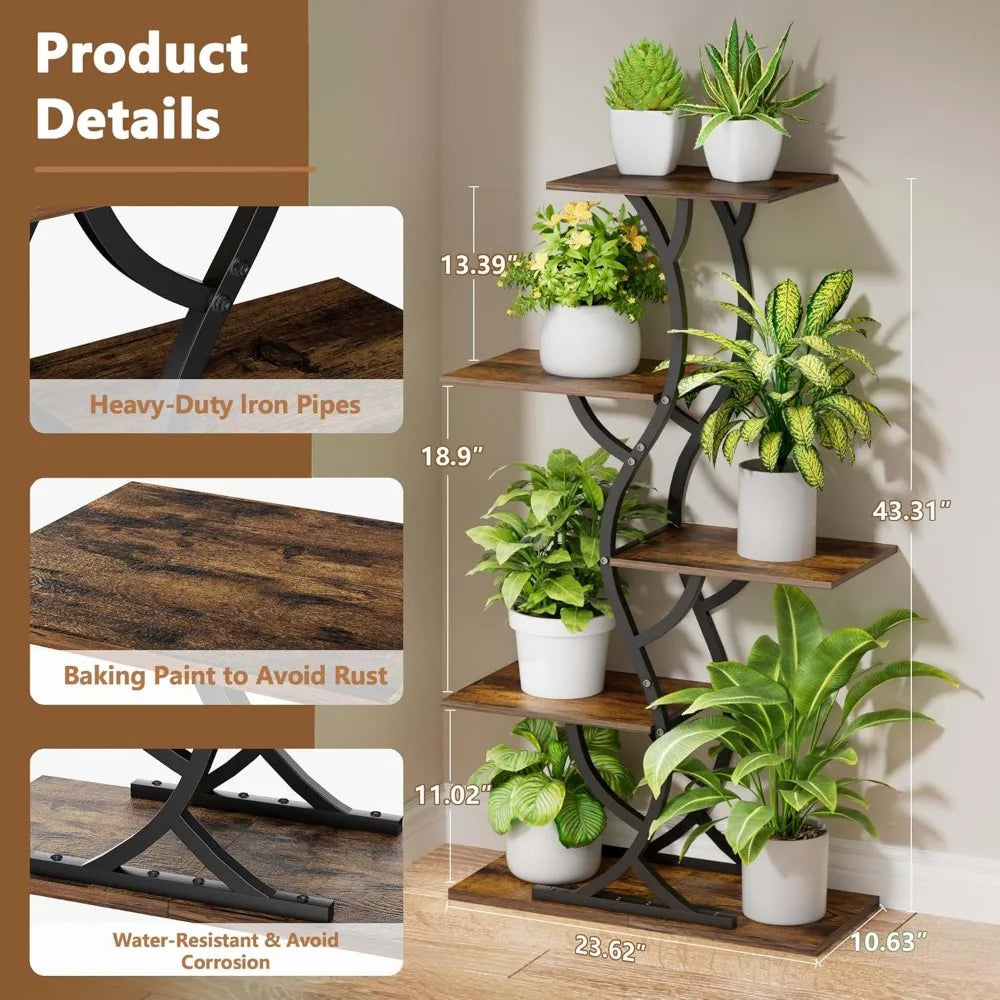 44" Tall Corner Plant Stand with Grow Lights
