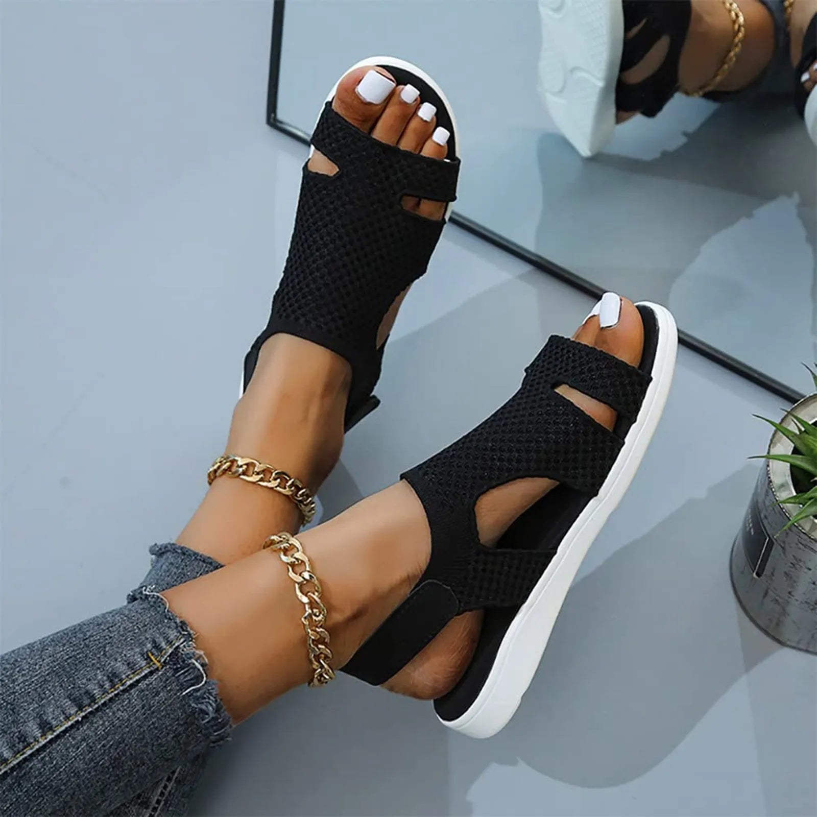 Low Heel Wedge Sandals