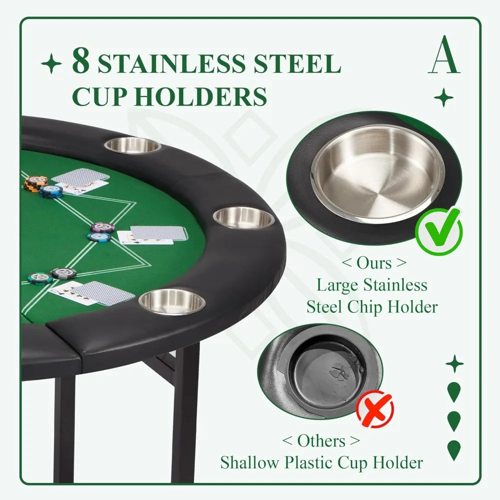Foldable 8 Player Poker Table