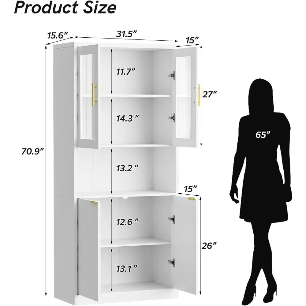 71" Tall Kitchen Pantry Cabinet Set of 2