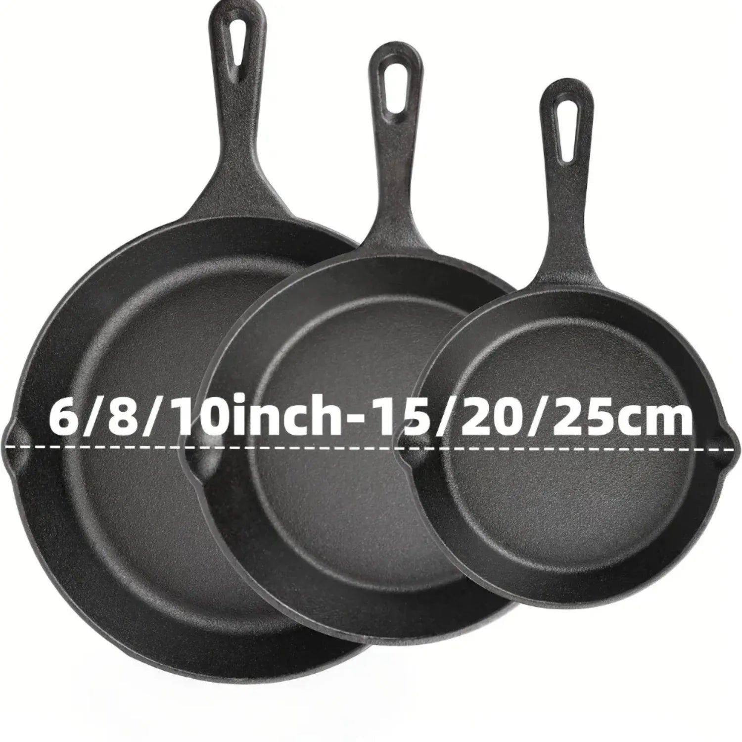 3PCS Pre-Seasoned Cast Iron Skillet Set