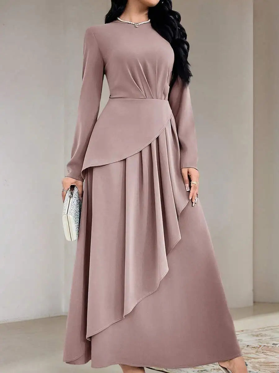 Asymmetrical Pleated Maxi Dress