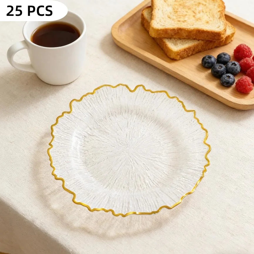 Gold Rim Transparent Charger Plates