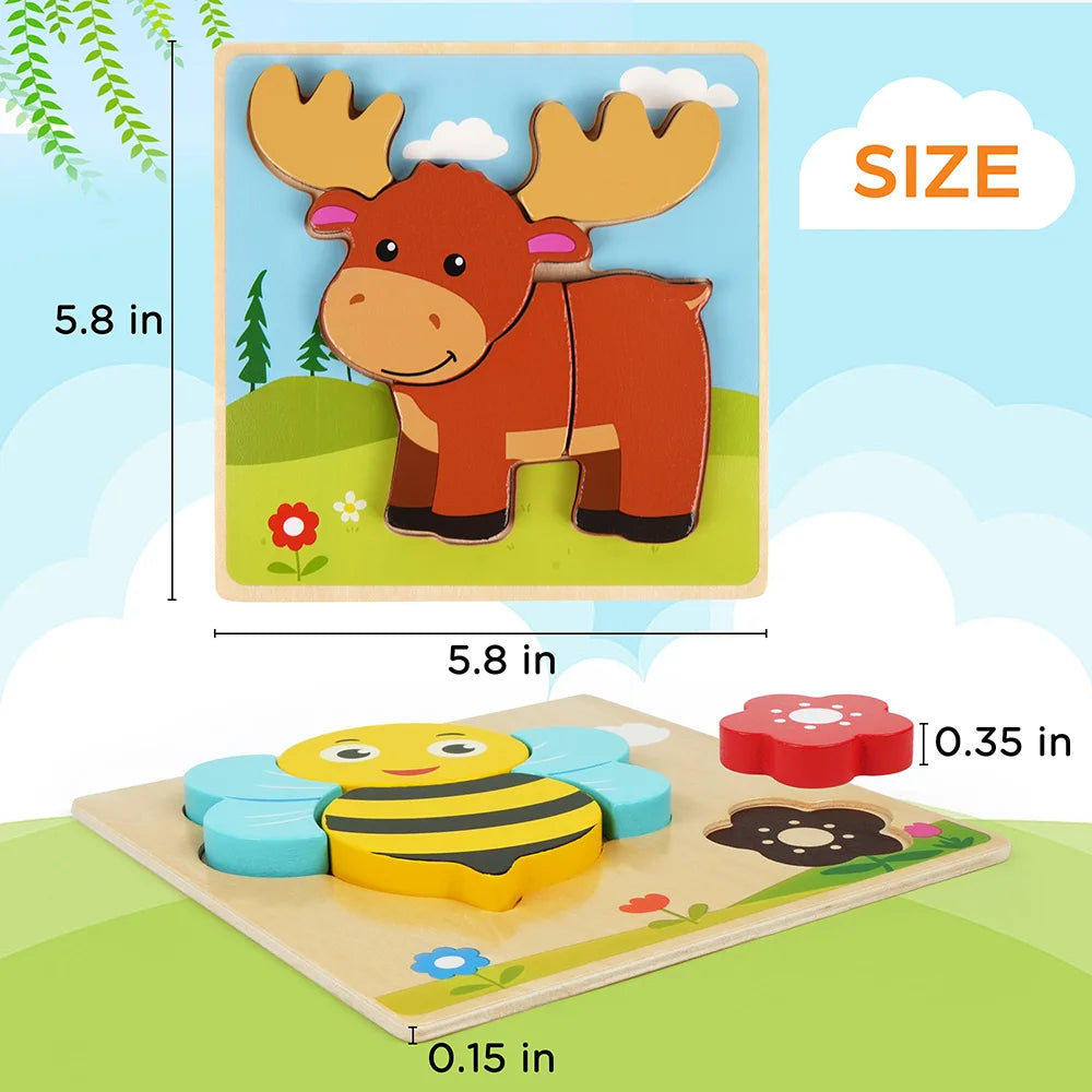 Animal Wooden 8 Pack Puzzles  For Toddlers