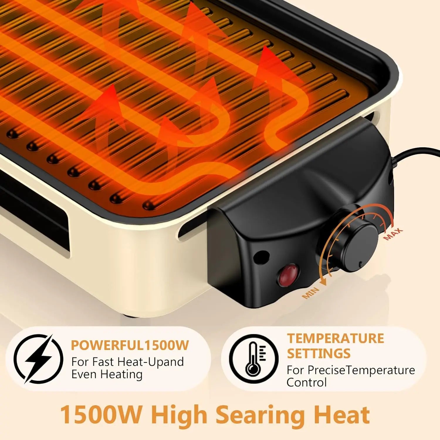 Smokeless Indoor Electric Grill w/ Removable Plates