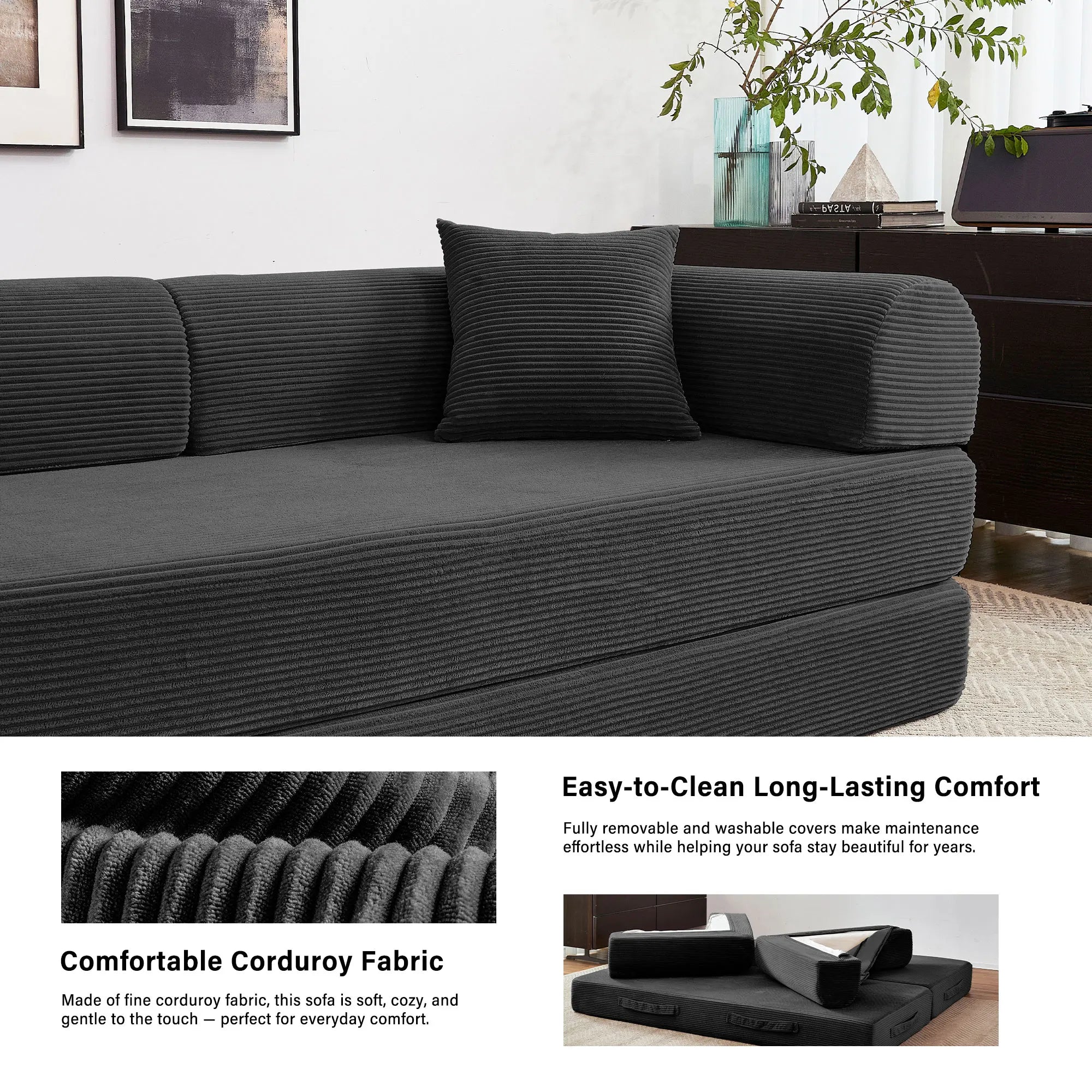 79'' Boneless Couch Foldable Convertible