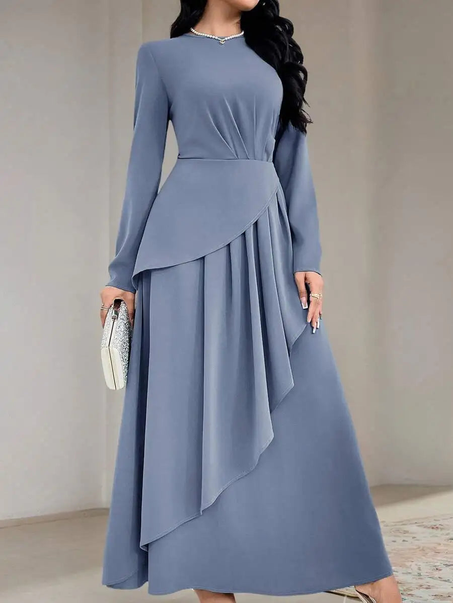 Asymmetrical Pleated Maxi Dress