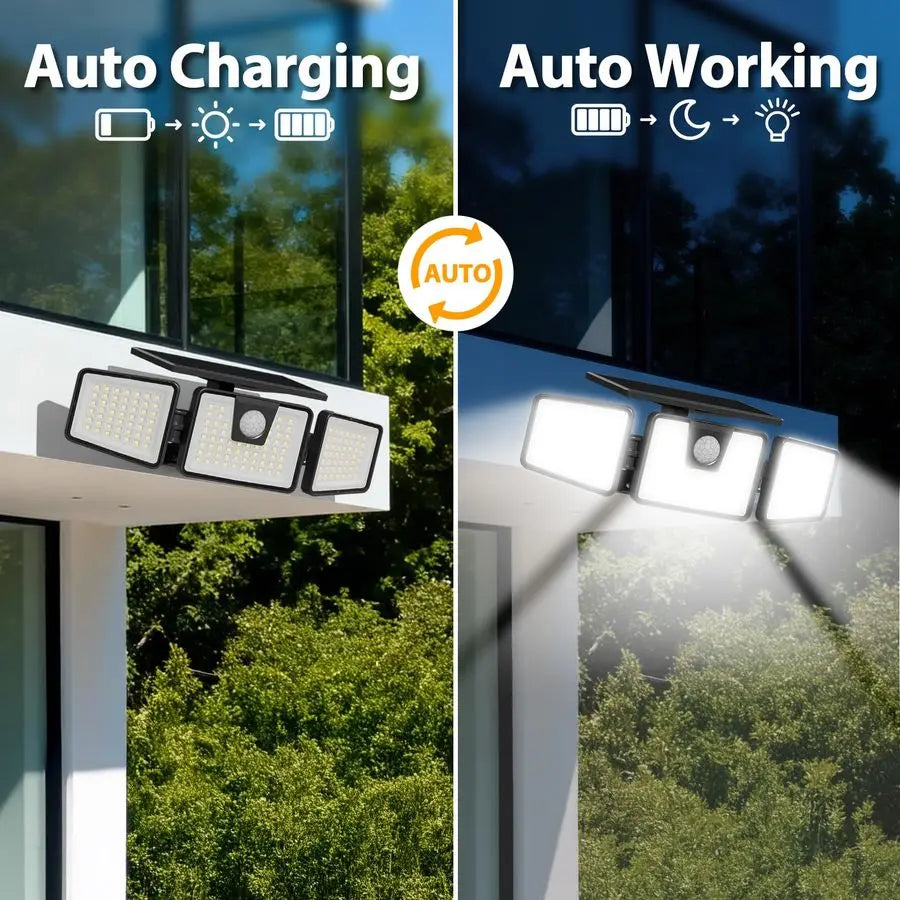3 Heads Security Lights Solar Powered