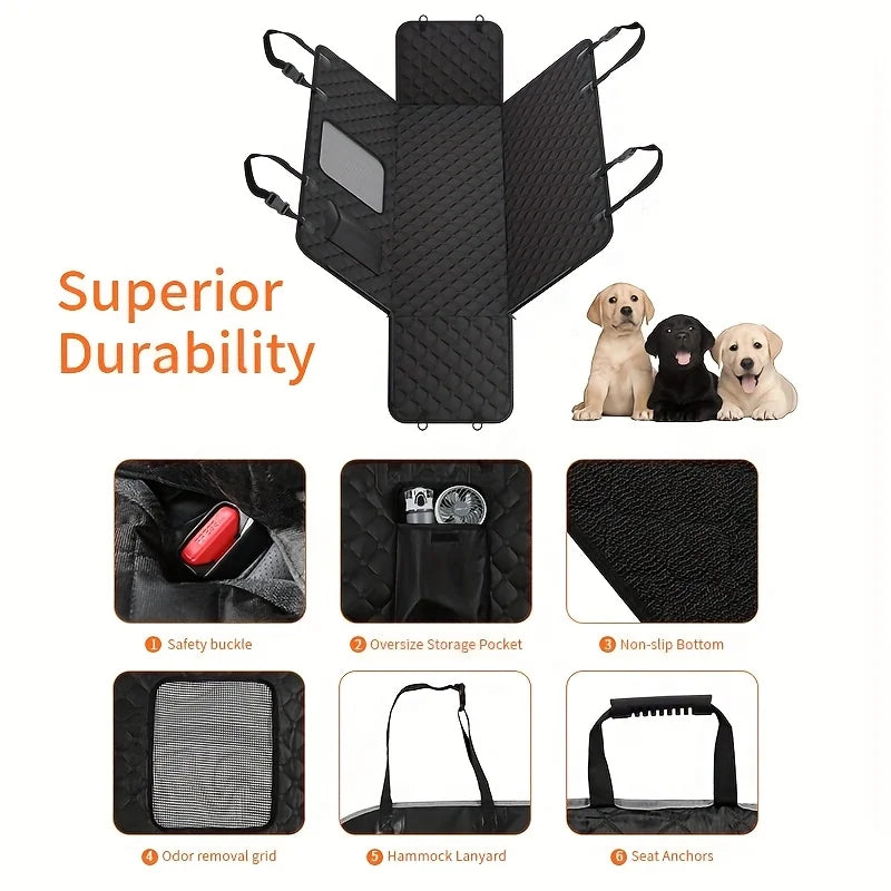 Dog Car Seat Cover With Storage Pockets