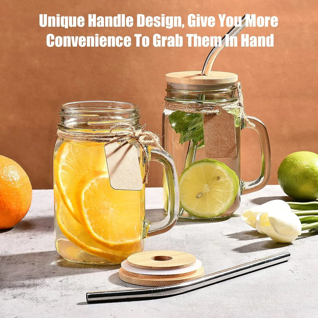 Mason Jars with Handle, Set of 12