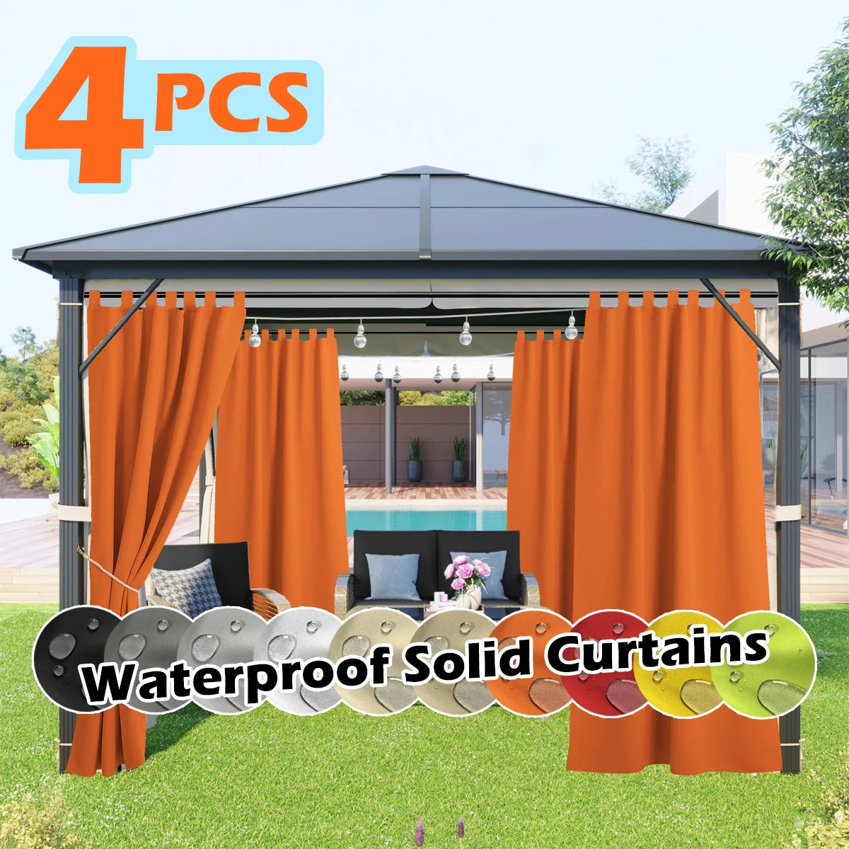 4 Panels Waterproof Outdoor Curtains