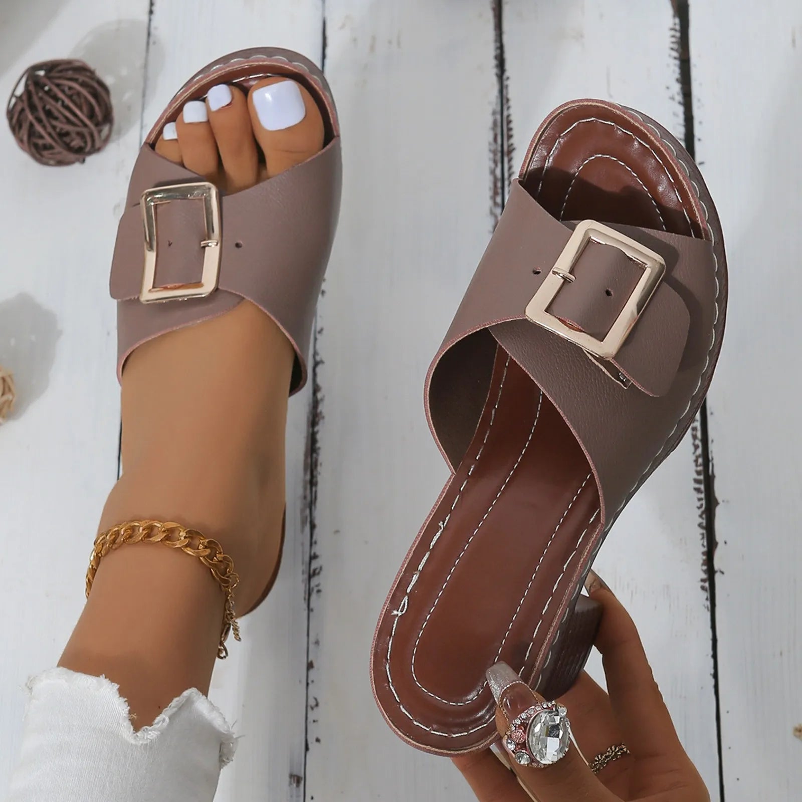 Square Heel Toe Sandals