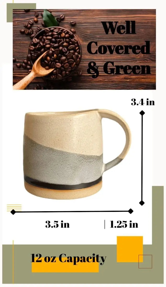 Set - 2 Vintage Japanese Style Cappuccino Coffee Mugs