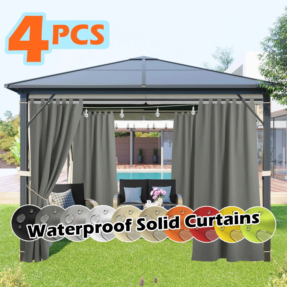 4 Panels Waterproof Outdoor Curtains