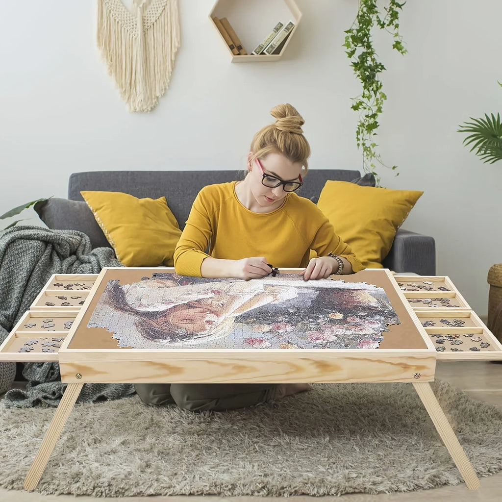 Portable 16 Grids & 4 Drawers, 1000pc  Puzzle Table