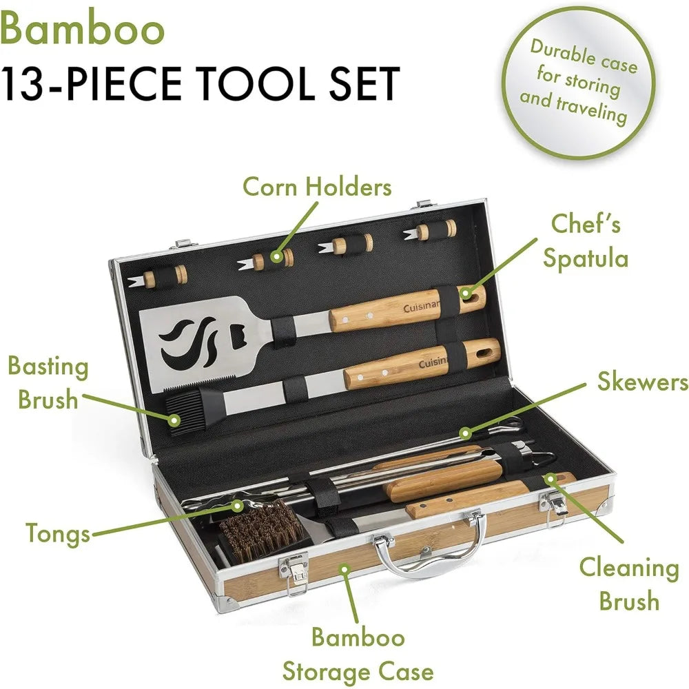 13-Piece Bamboo Grill  Set