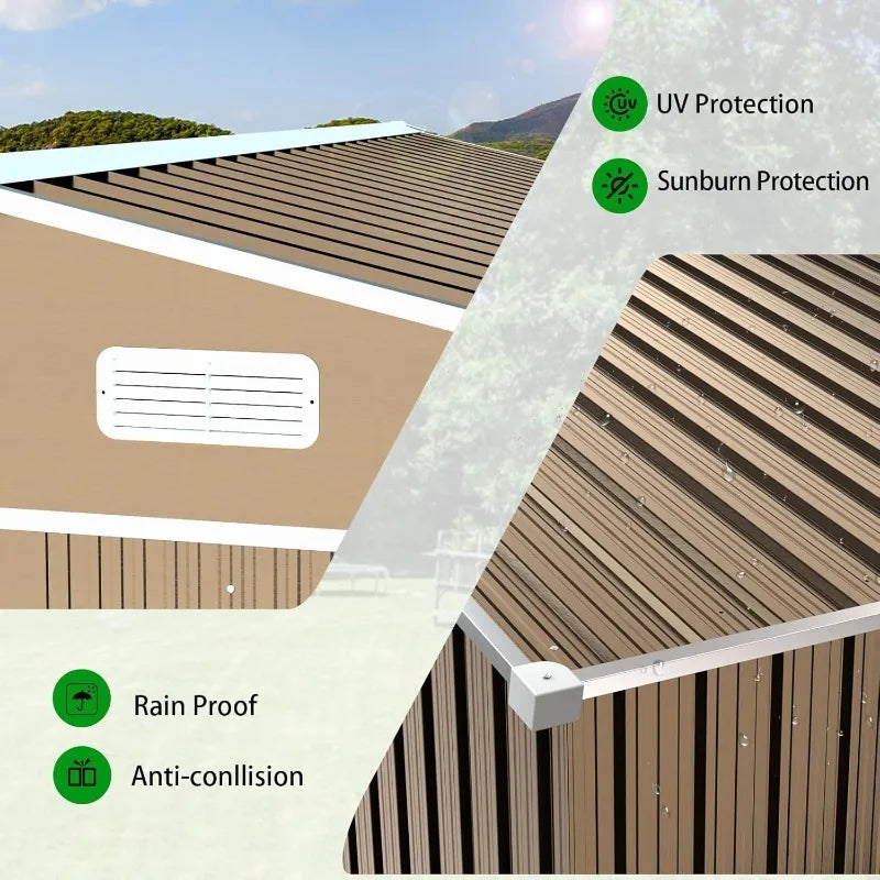 10 'x 8' Outdoor  Galvanized Metal Tool Shed