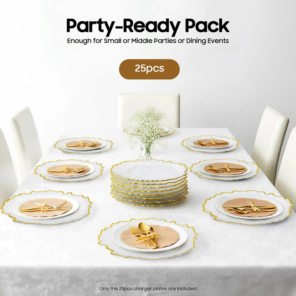 Gold Rim Transparent Charger Plates