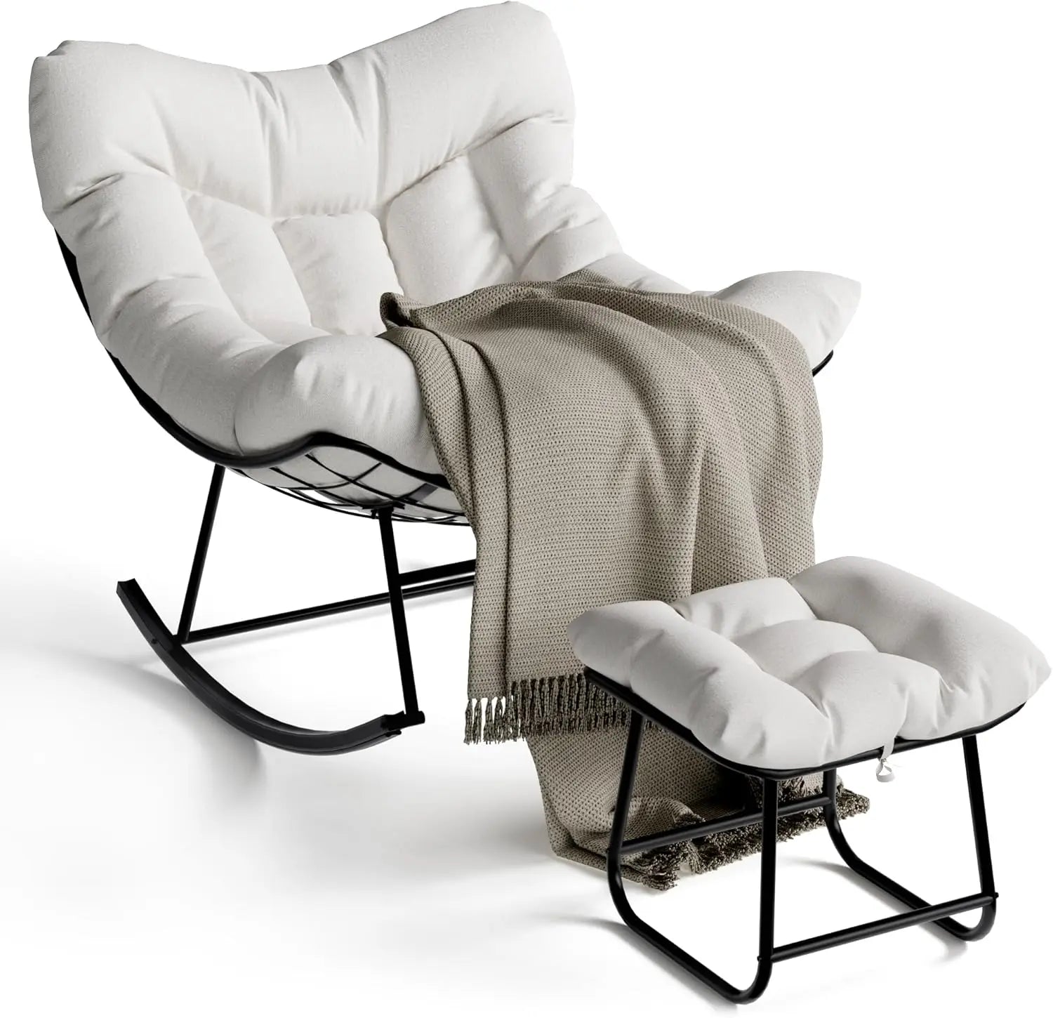 Patio Lounge Chair Rattan Egg Rocker