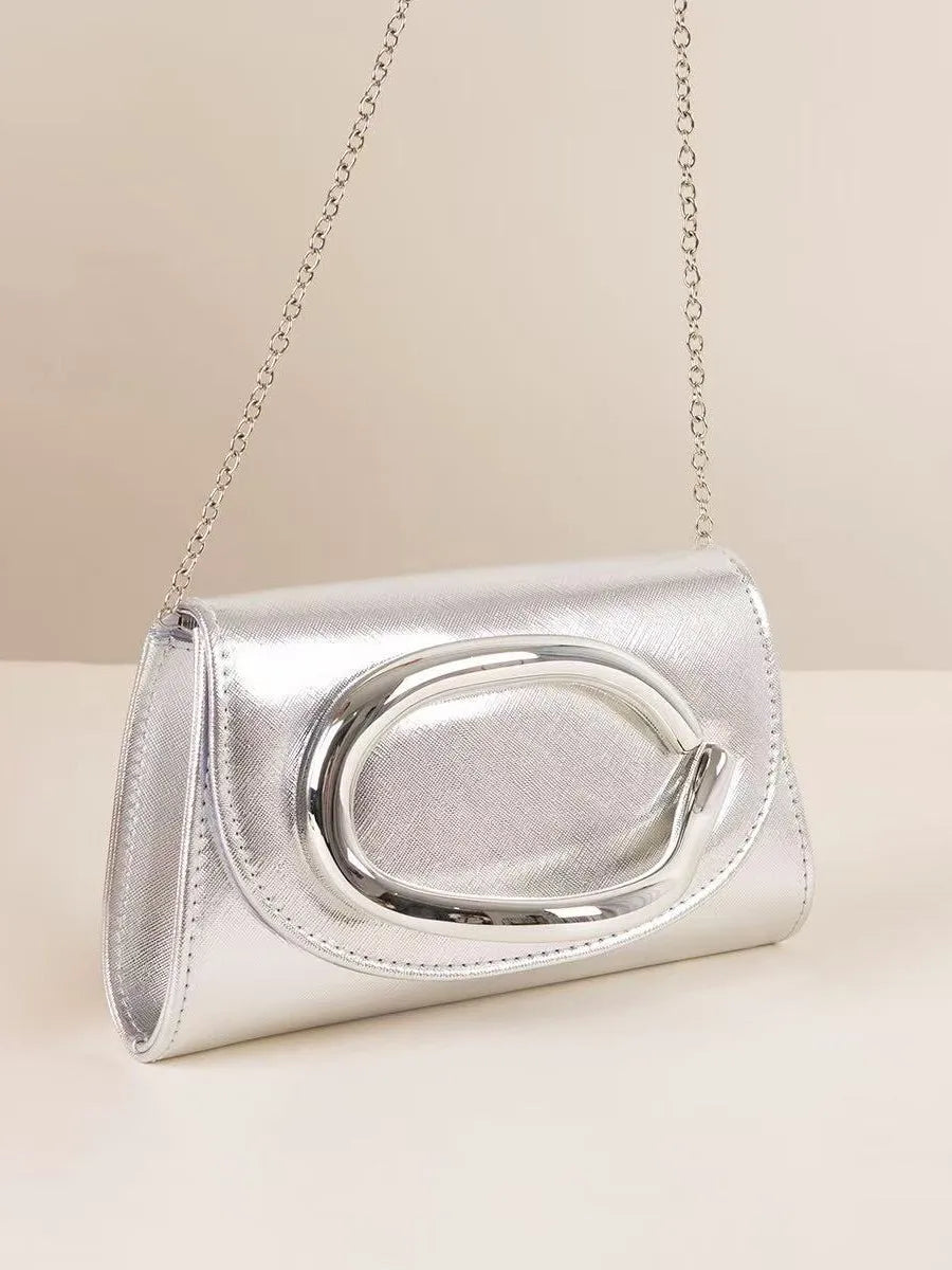 Unique Evening Clutch Bag for Women Wedding Handbag with Golden-Tone Buckle Shiny Formal Clutch Purse for Party Banquet Dinner