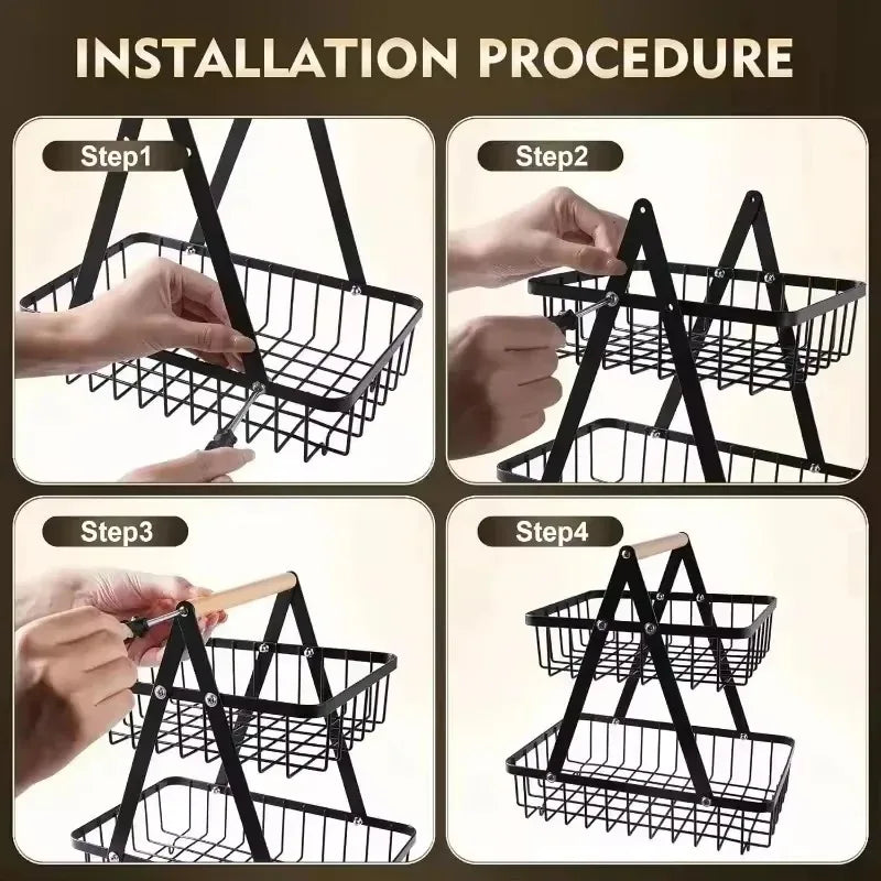 Removable wrought iron fruit basket Stack