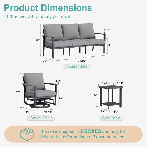 Aluminum 5 - Piece Patio Set