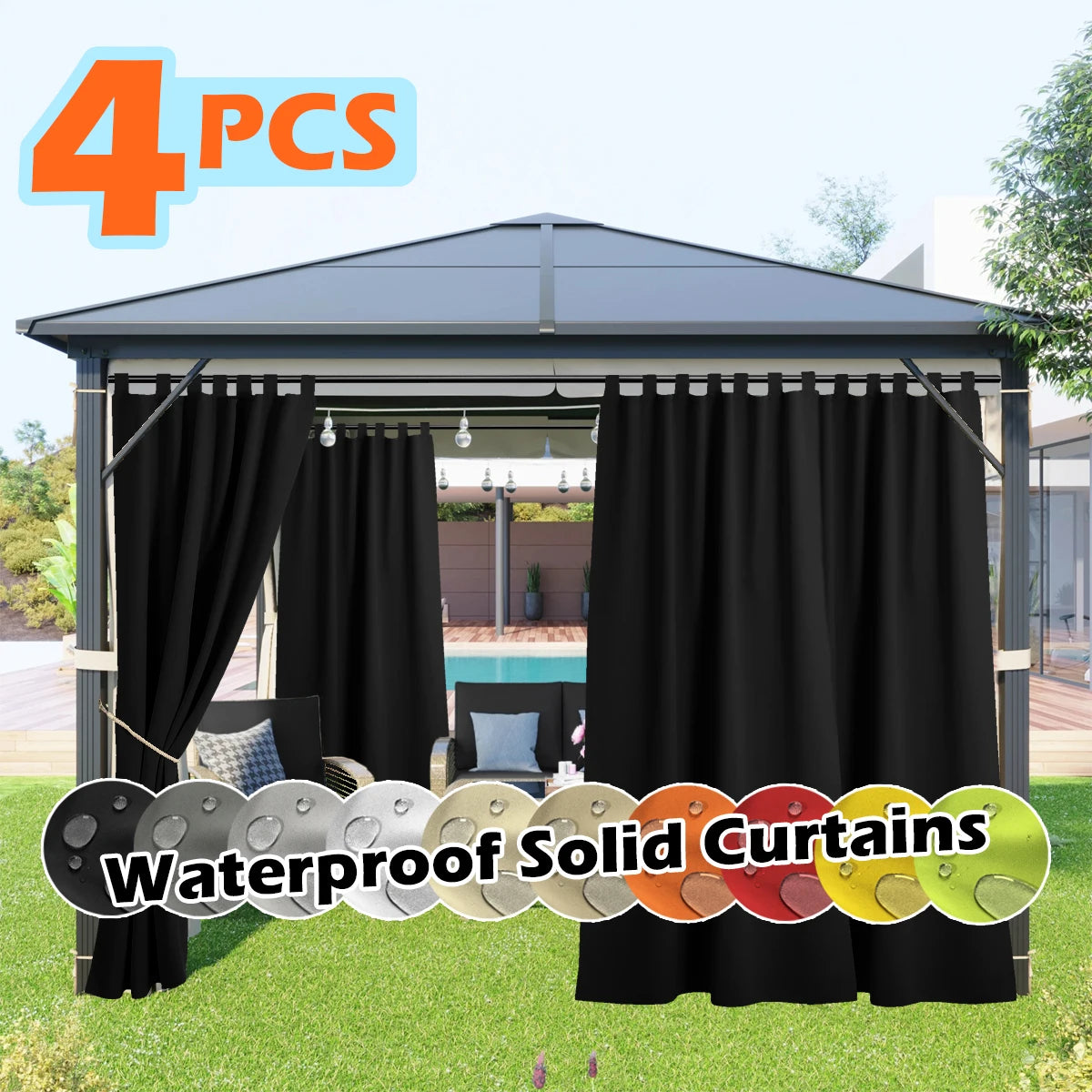 4 Panels Waterproof Outdoor Curtains