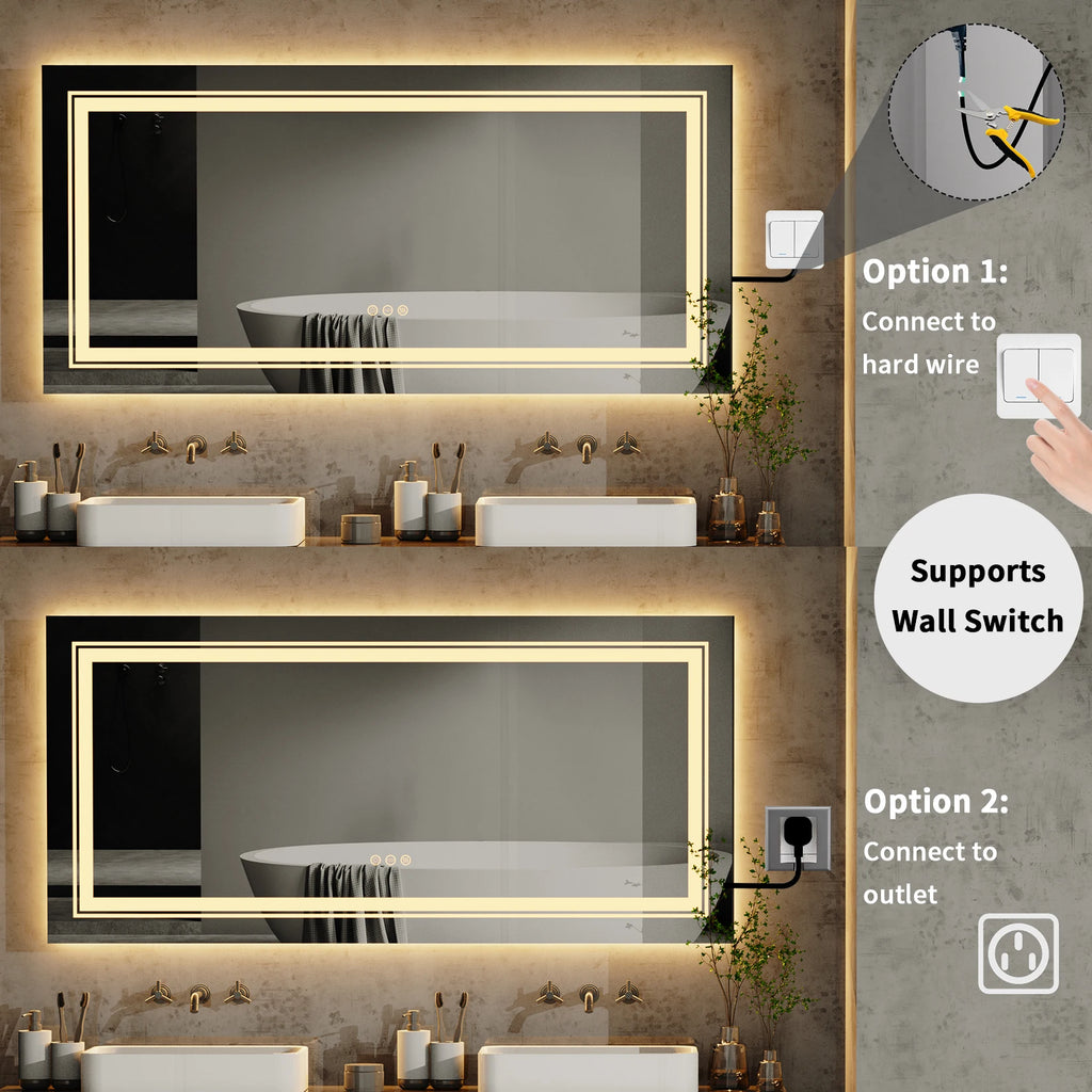 48"X24" LED Bathroom Mirror with Lights