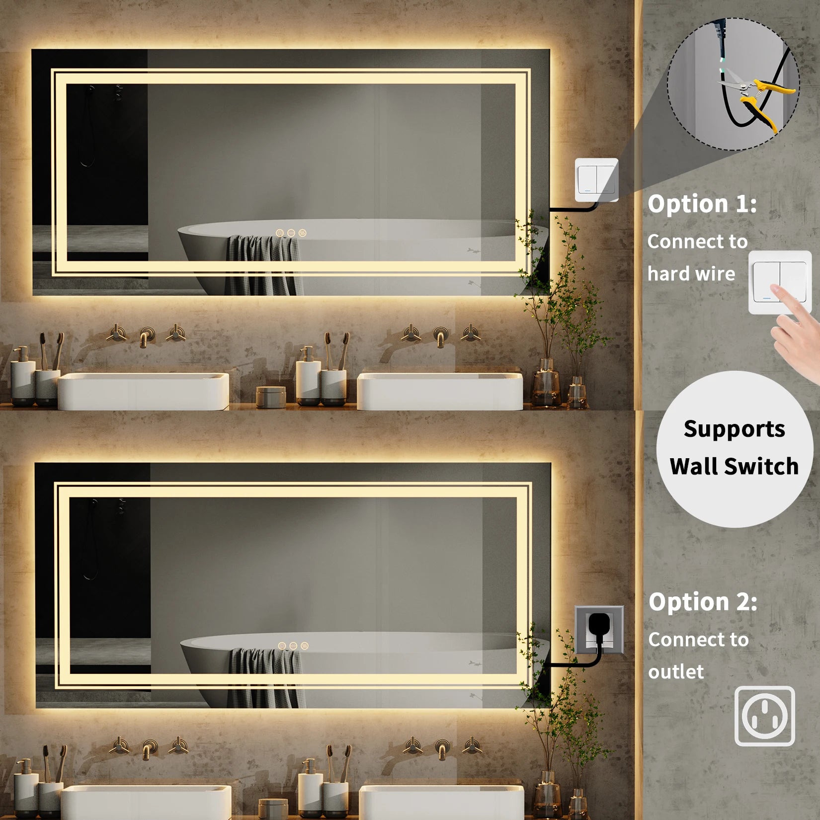 48"X24" LED Bathroom Mirror with Lights