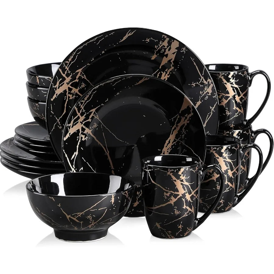 Porcelain Dinnerware Set Gold Splash