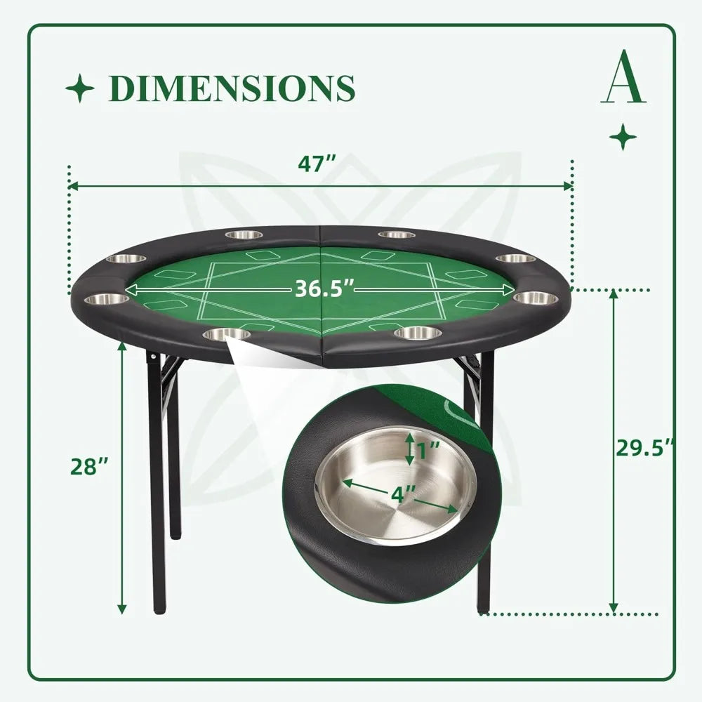Foldable 8 Player Poker Table