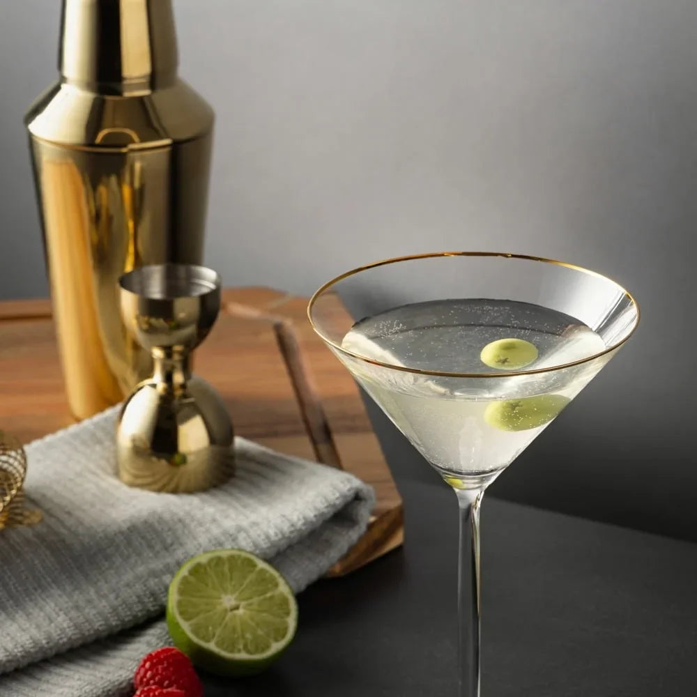 Elegant Martini Glass with Gold Rim