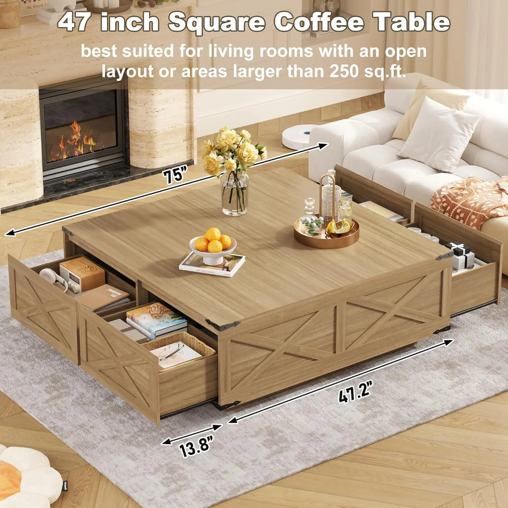 47” Farmhouse Square Coffee Table